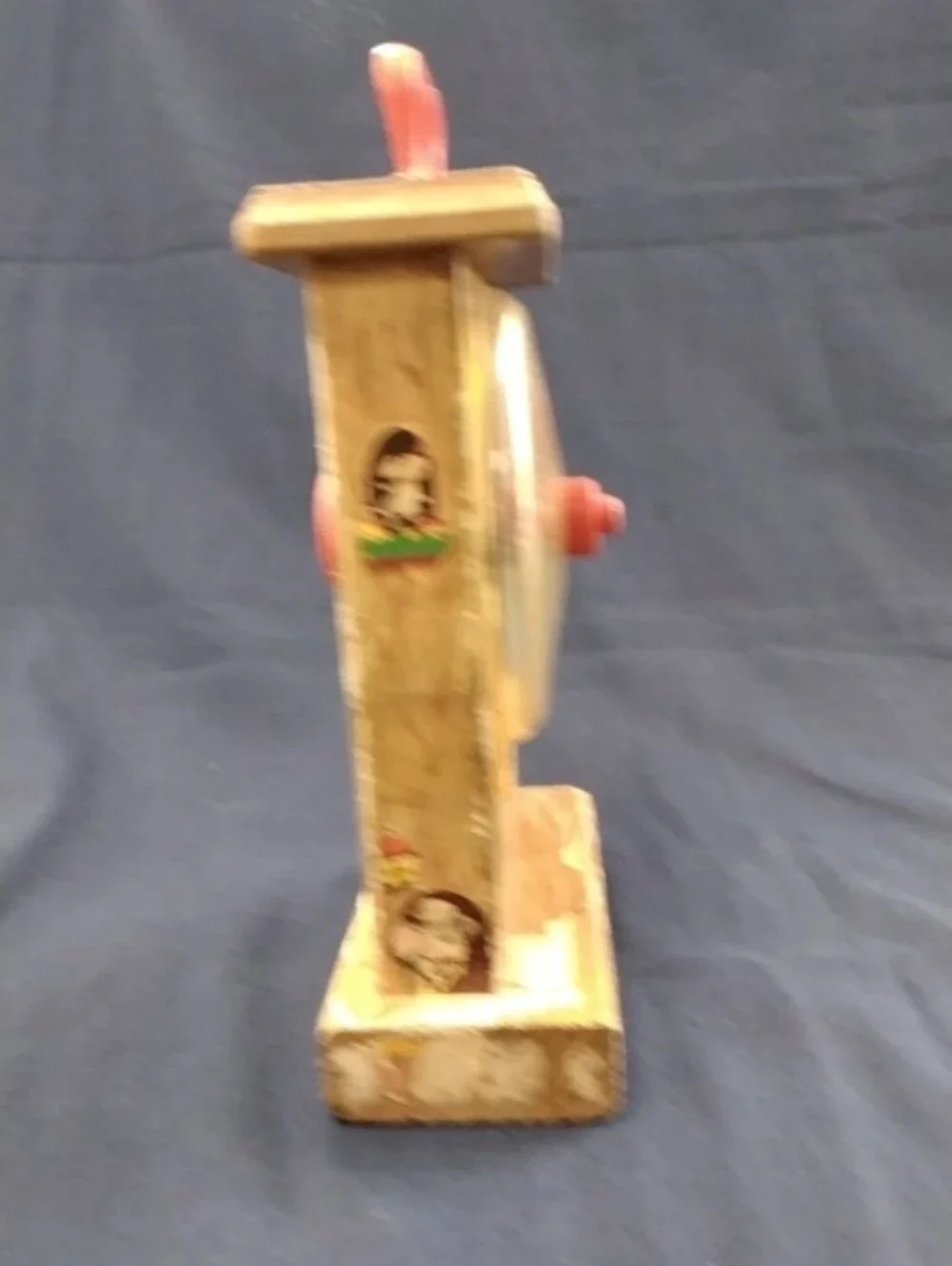 Fisher-Price Wooden Toy Clock with Pink Handle and Red/Pink Hands